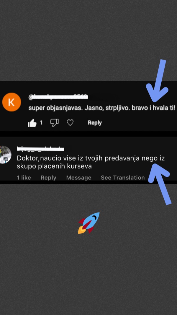 Komentar polaznika: super objašnjavaš, jasno, strpljivo, bravo i hvala ti