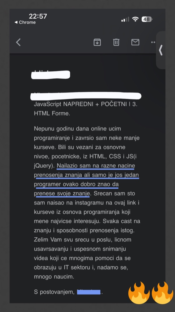 Komentar polaznika: super objašnjavaš, jasno, strpljivo, bravo i hvala ti