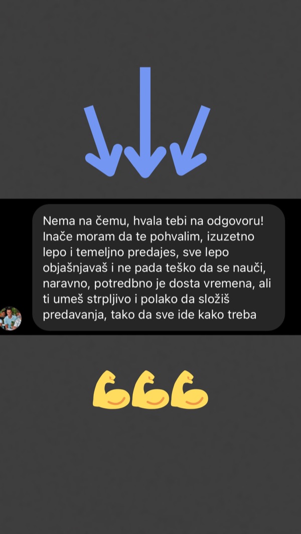 Komentar polaznika: super objašnjavaš, jasno, strpljivo, bravo i hvala ti