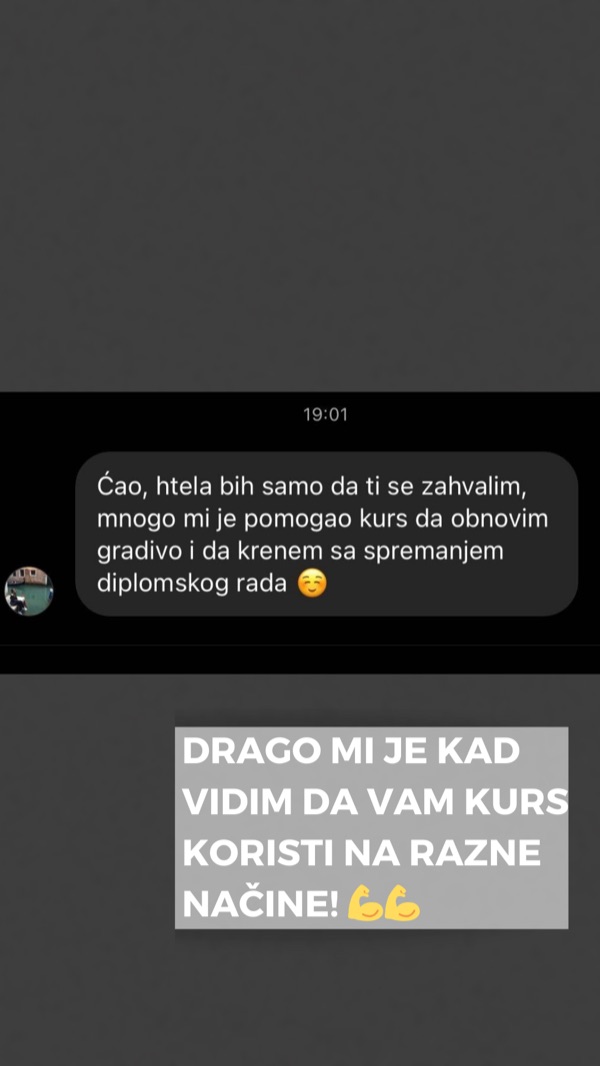 Komentar polaznika: super objašnjavaš, jasno, strpljivo, bravo i hvala ti