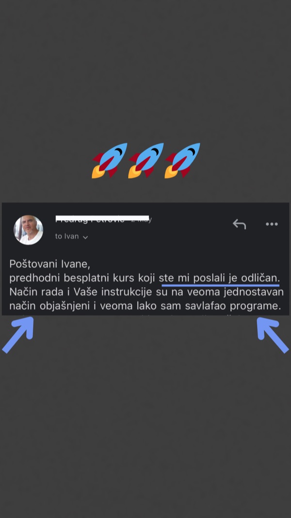 Komentar polaznika: super objašnjavaš, jasno, strpljivo, bravo i hvala ti